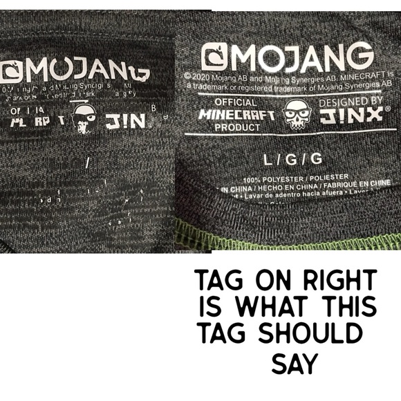 Mojang Minecraft Short sleeve video game shirt game over jinx gray green LG - Picture 5 of 5